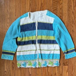 Colorful Striped Knit and Beaded Sweater